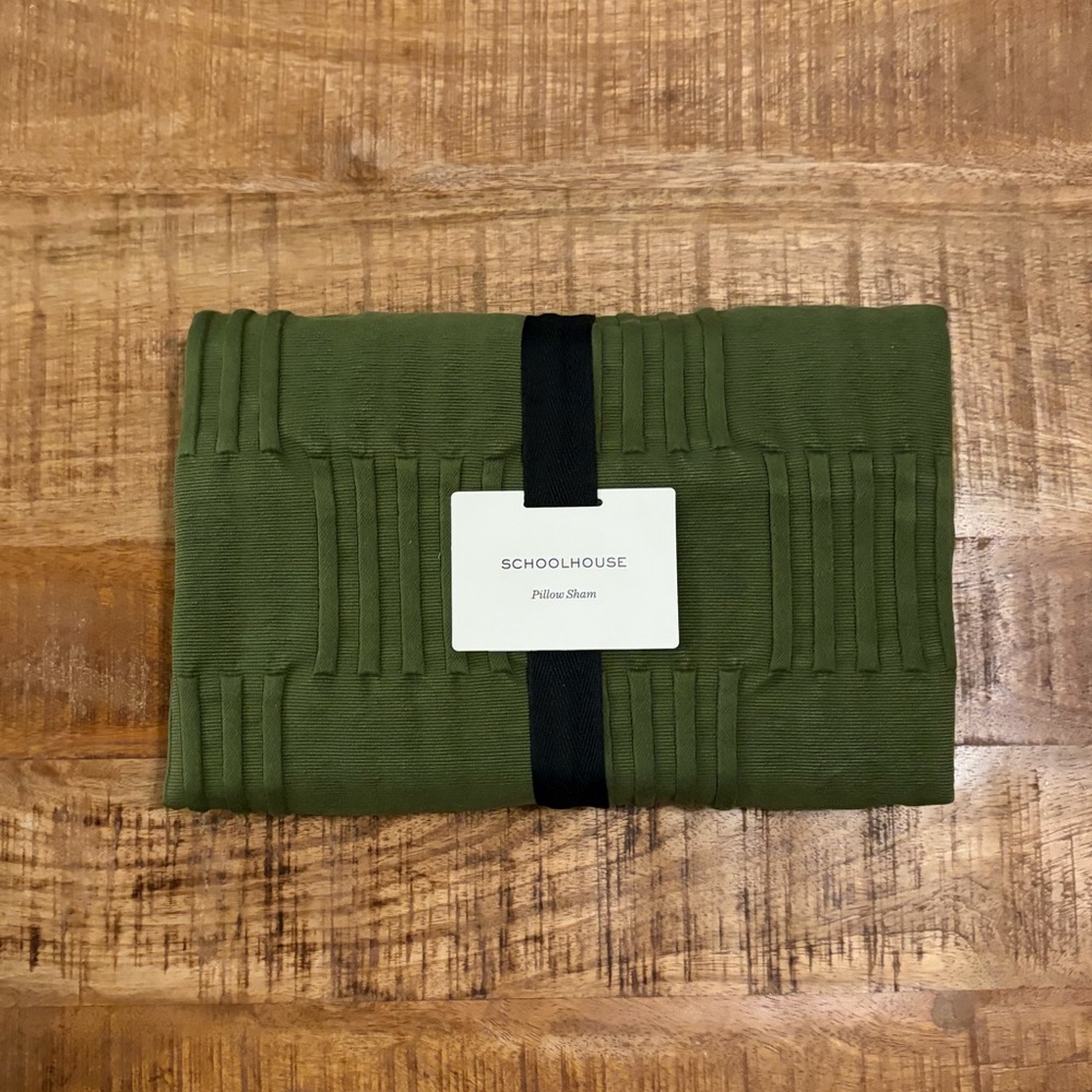 NEW Schoolhouse Woven Tally King Pillow Sham in Alder Green